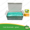[50 pcs] Green 3-ply face mask for food service and hygiene