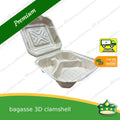 [50 pcs] bagasse 3D clamshell (3 compartment box) for takeaway meals