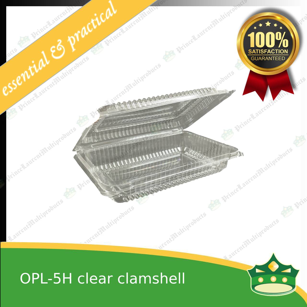 [50 pcs] clear clamshell OPL-5H C301 OPS clearview food containers for any food products, leche flans, tarts, macaroons, salad, fruits, baked goods