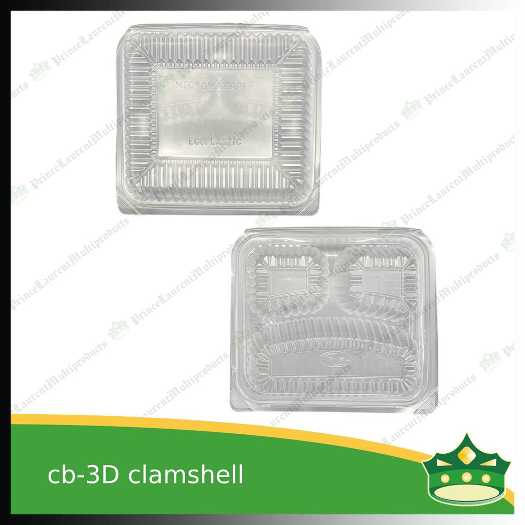 [50 pcs] 3 division plastic pp microwavable clamshell for food catering service, food box with partition