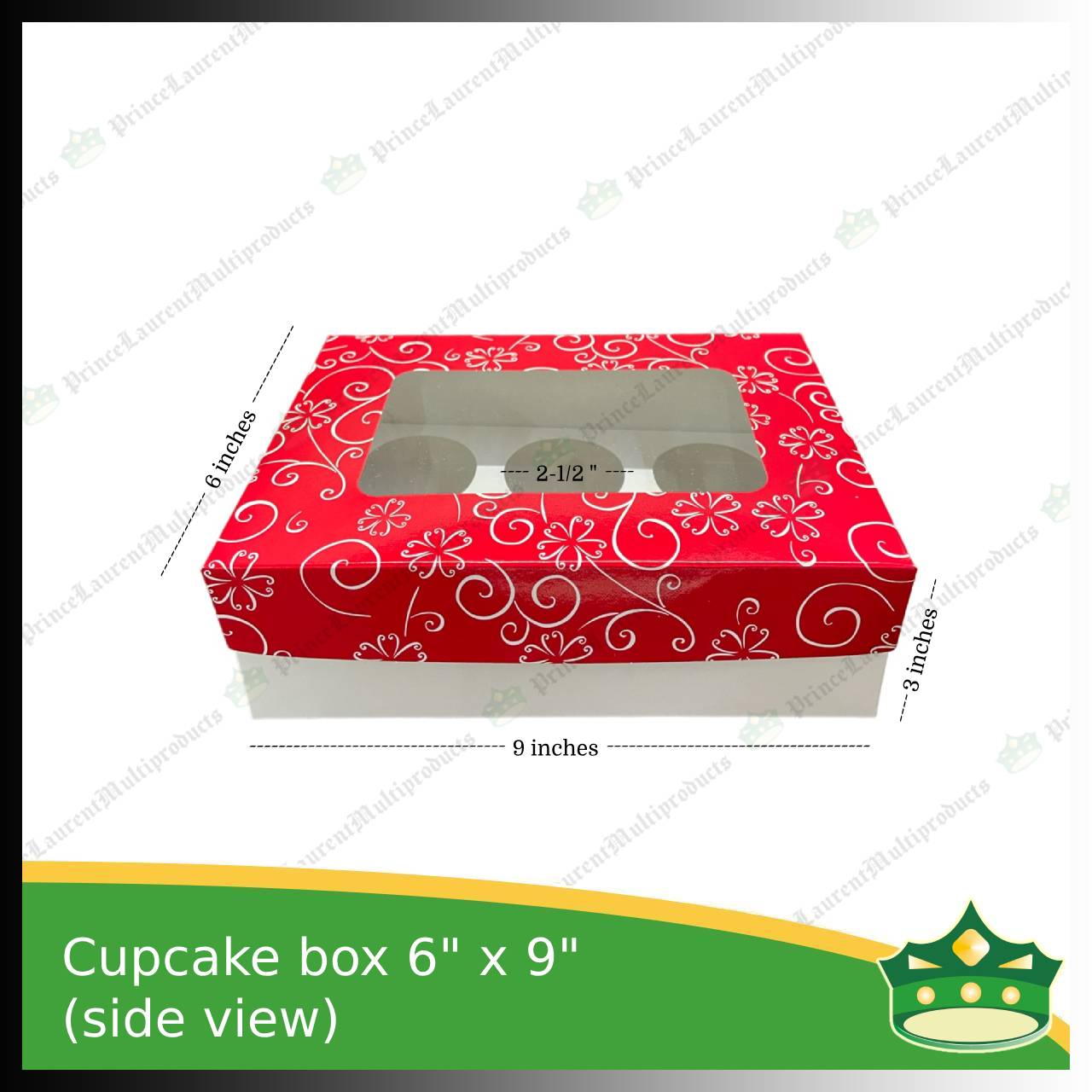 [20 pcs] cup cake holder box by 6 holes 6x9x3 inches plain red or printed ornaments