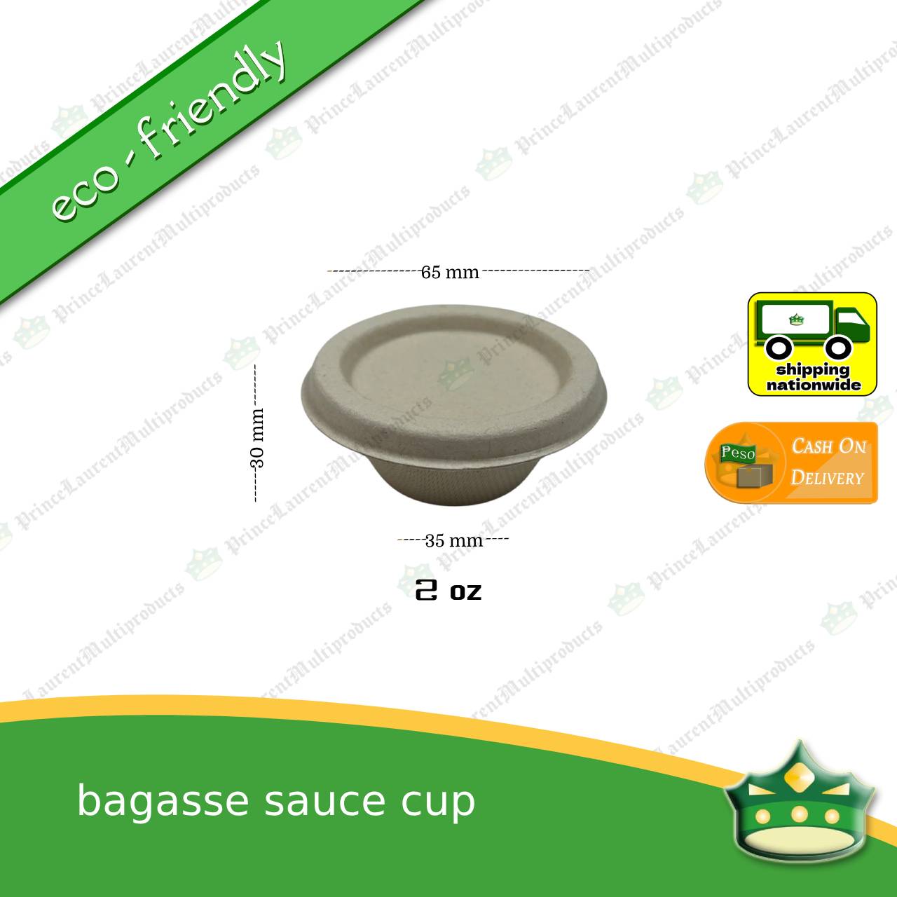 [50 pcs] bagasse sauce cup with lid for sauces and condiments
