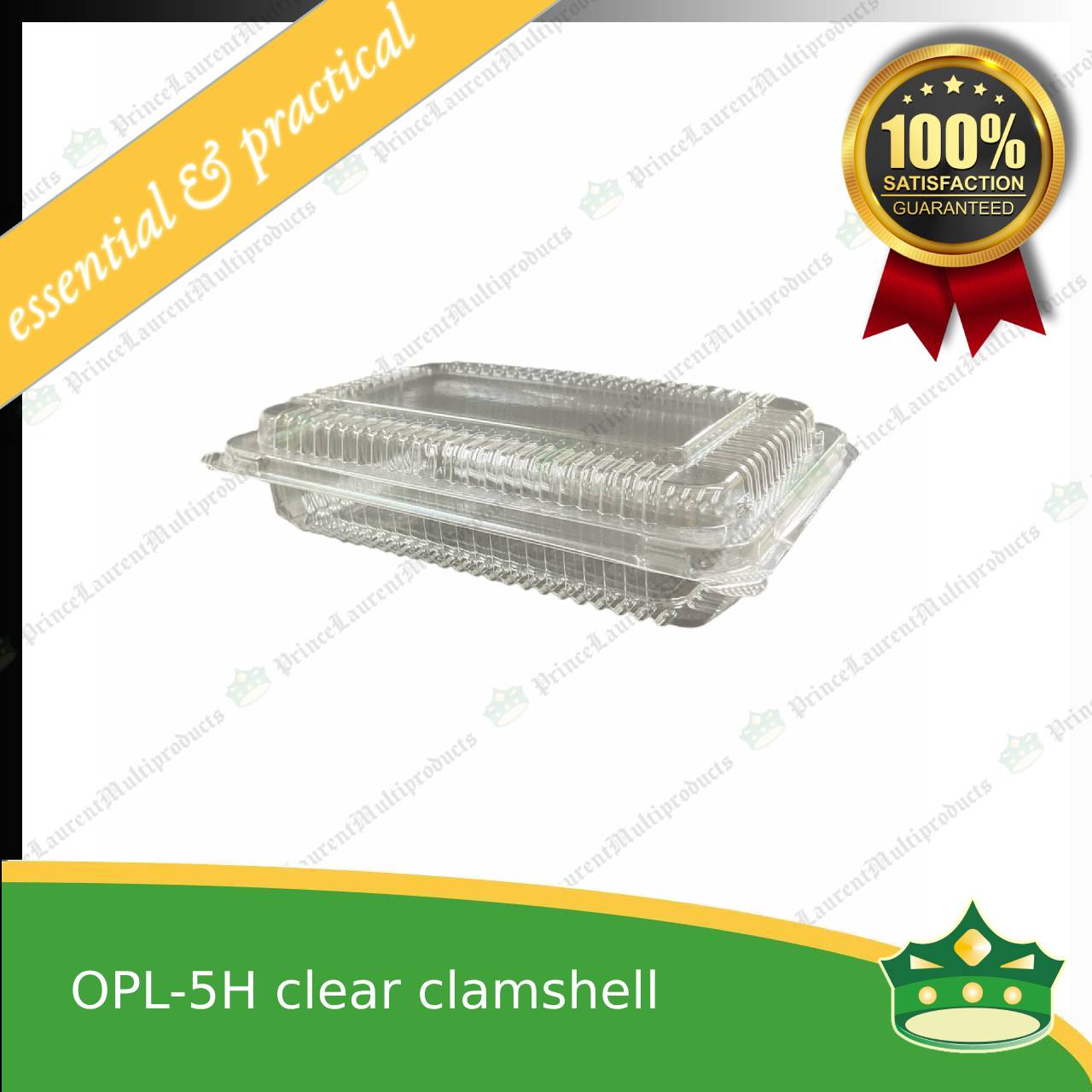 [50 pcs] clear clamshell OPL-5H C301 OPS clearview food containers for any food products, leche flans, tarts, macaroons, salad, fruits, baked goods