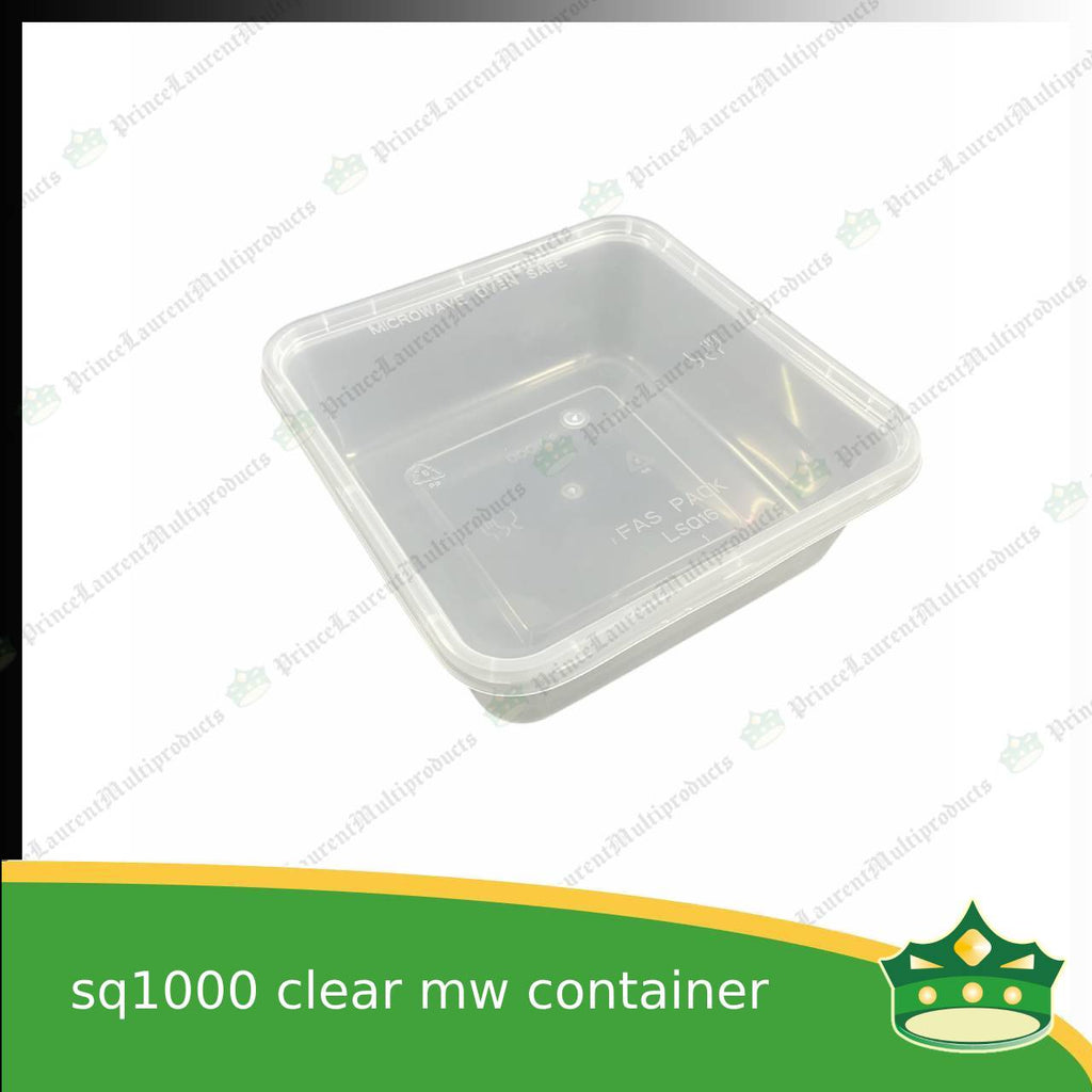 [10 pcs] sq1000 square microwavable container wide mouth for pastries or snacks