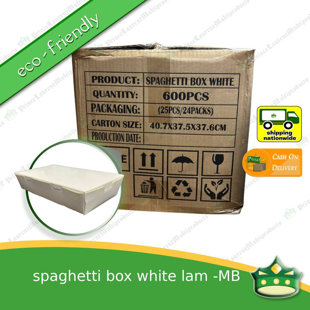 [600 pcs] Paper Spaghetti Box Laminated White for Take-Out 500cc (mrB) Eco-Friendly Disposable Kitchen Supply