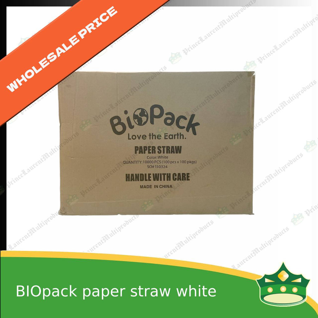 [1 case] Drinking paper straw white 0.5cm for milk shakes, juices and other cold beverages