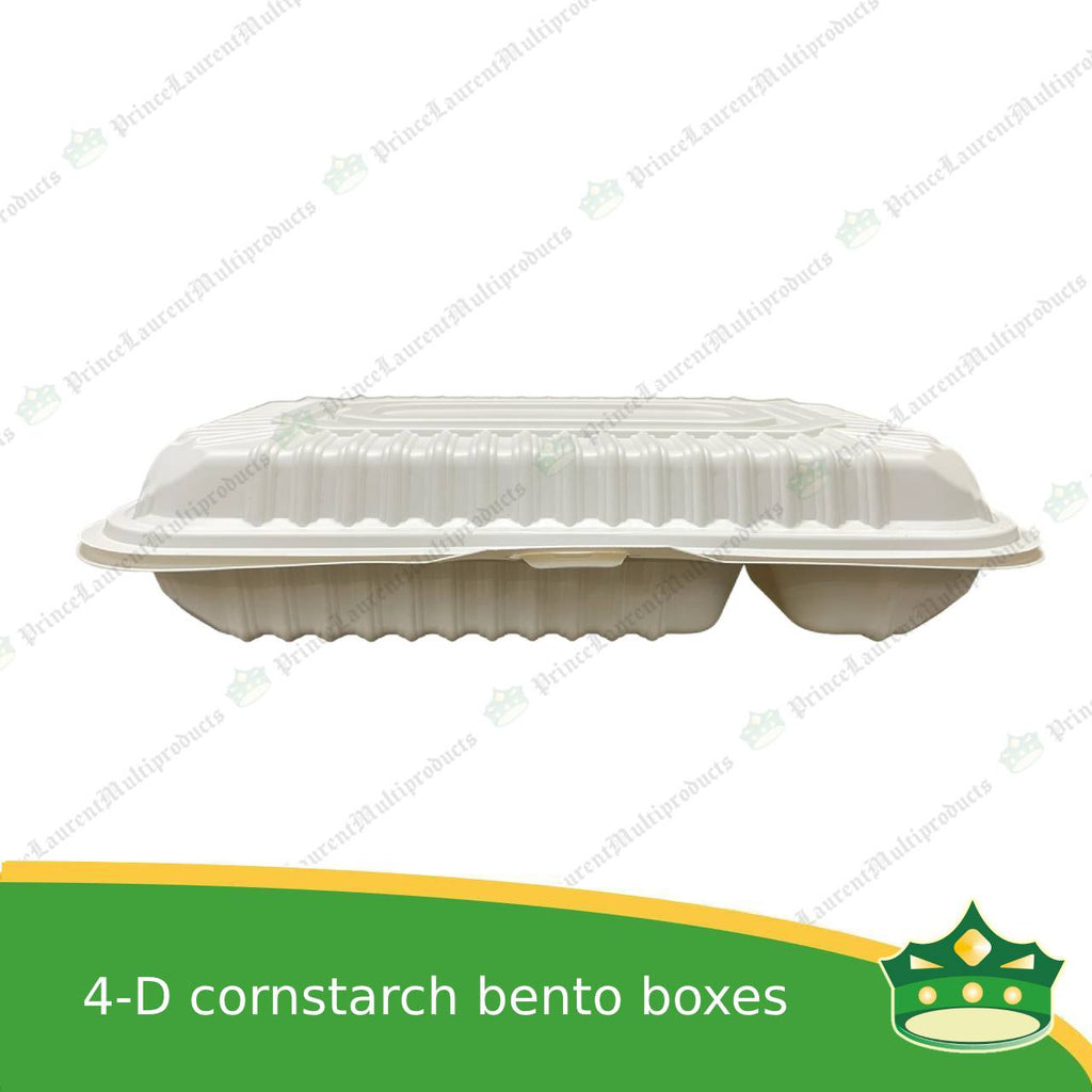 [50 pcs] 4 division compostable cornstarch bento box biodegradable meal box