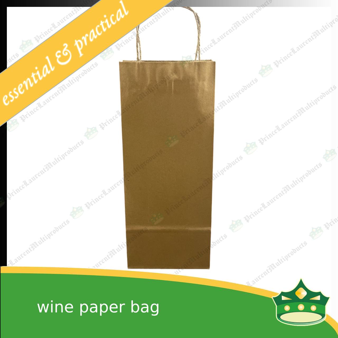 [50 pcs] wine paper bag with handle (80x150x380mm)
