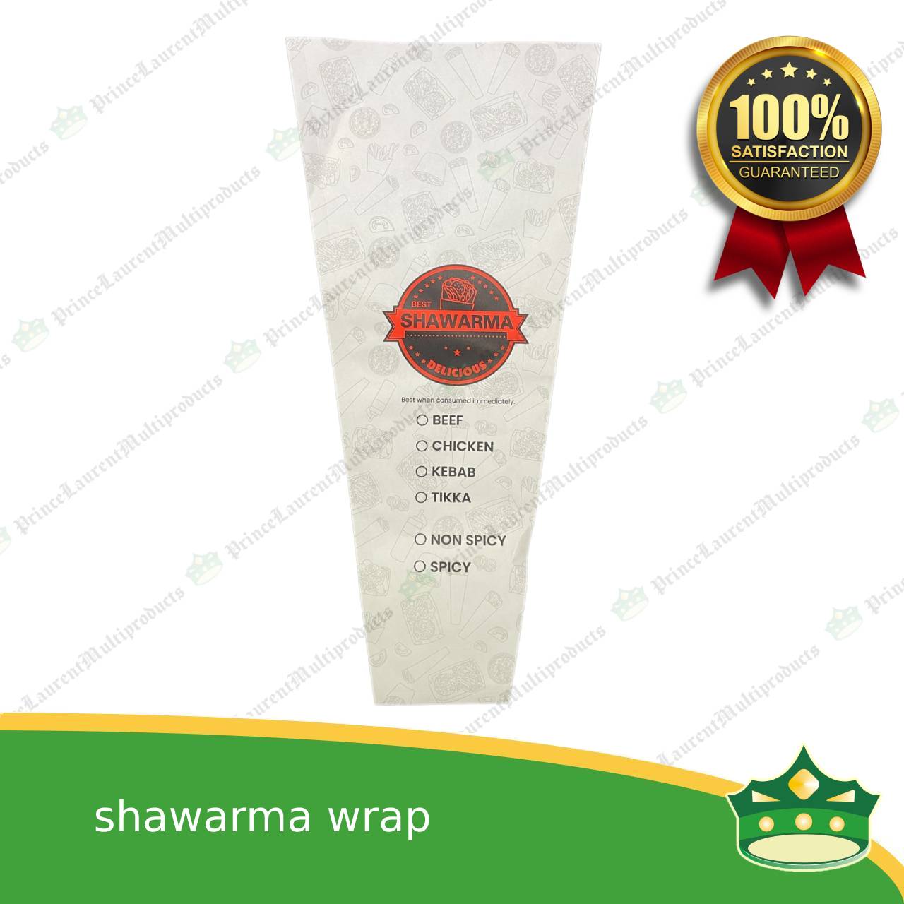 [100 pcs] shawarma laminated paper wrapper with print both side