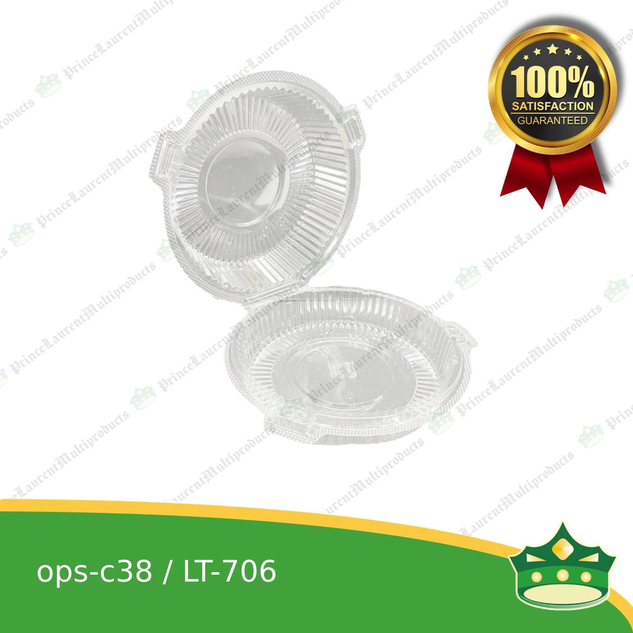 [50 pcs] clear clamshell OPS-c38 round OPS clearview food containers for any food products, muffins, cakes, chiffon, cupcakes, salad, fruit, baked goods