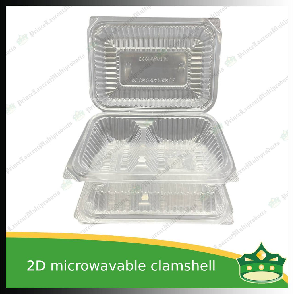 [50 pcs] 2 division plastic pp microwavable clamshell for food catering service, food box with partition
