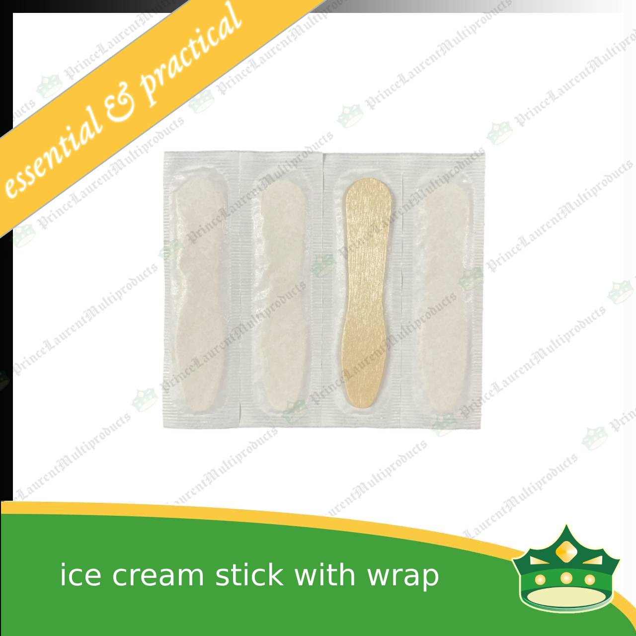 [100 pcs] wooden ice cream stick disposable biodegradable wooden ice cream spoon with or without wrap