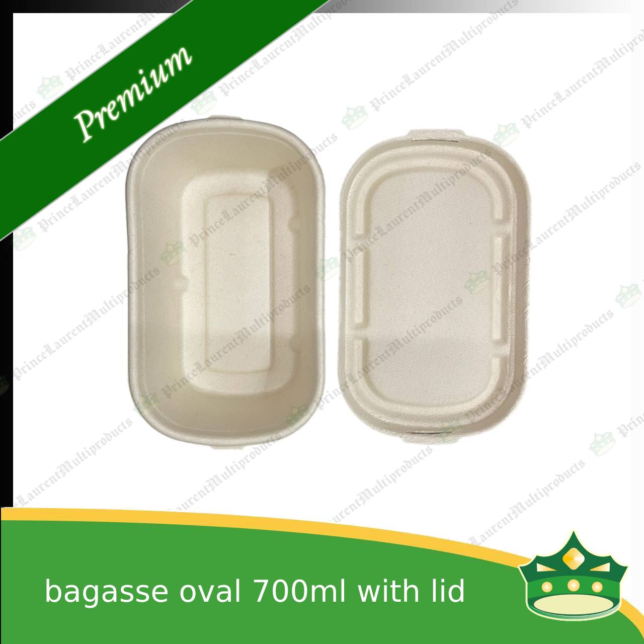[50 pcs] bagasse oval 700ml container with lid for compostable biodegradable take away boxes