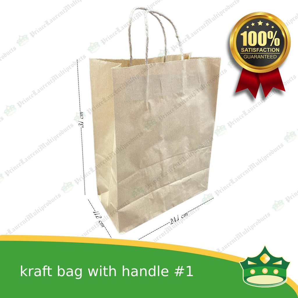 [25 pcs] kraft paper bag with handle #1 (241x118x310mm)