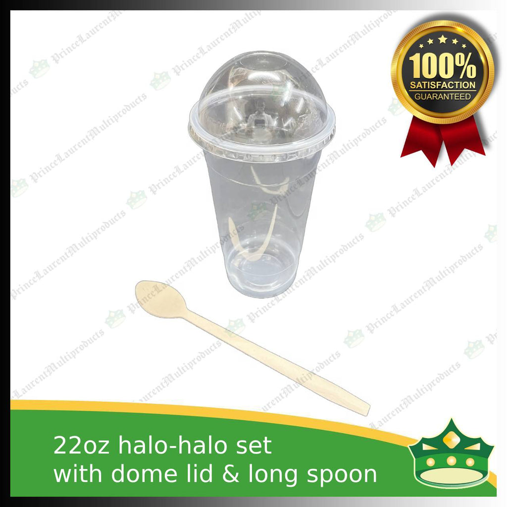 [100 pcs] halo halo cup set with cover & spoon for special halo-halo dessert