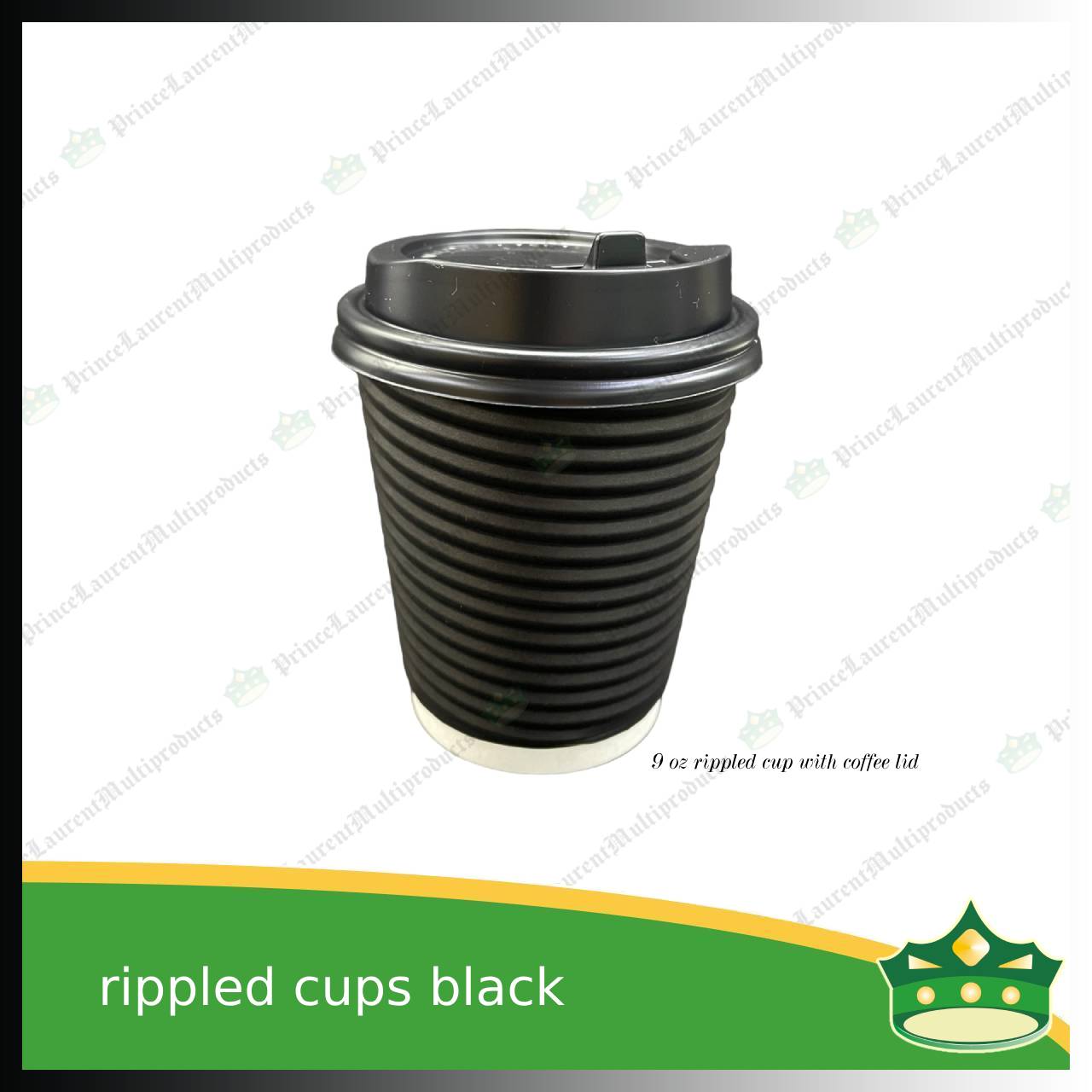 [25 pcs] rippled coffee cup black 9oz or 14oz for brew coffee, brew tea, hot chocolate or any hot beverages