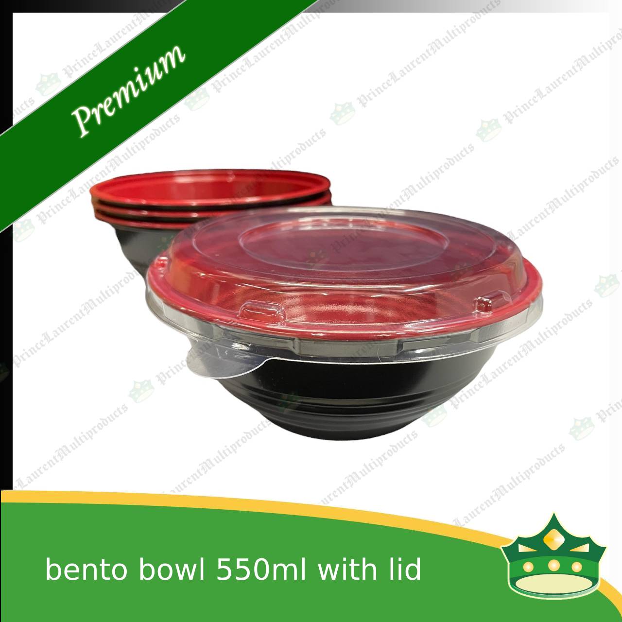 [50 pcs] ramen bowl bento bowl 550ml red and black bottom with clear lid for noodles ramen
