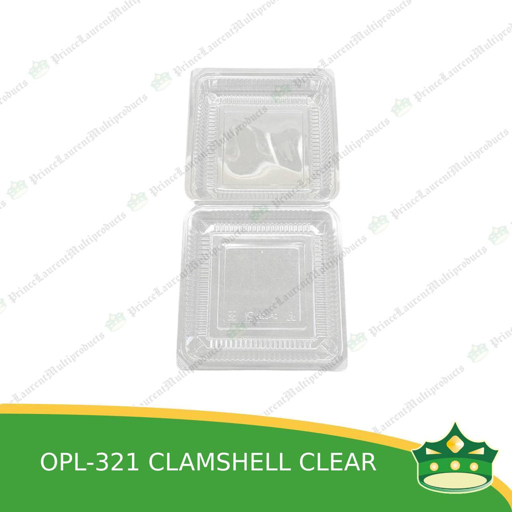 [50 pcs] clear clamshell OPL-321 OPS clearview food containers for any food products, muffins, cakes, chiffon, cupcakes, salad, fruit, baked goods