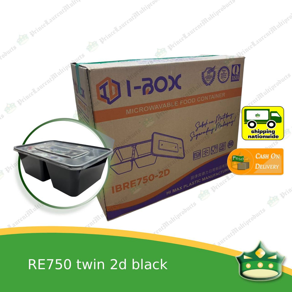 [1 case] re750 twin 2d BLACK microwavable container for packed meals, rice meal, packed lunch