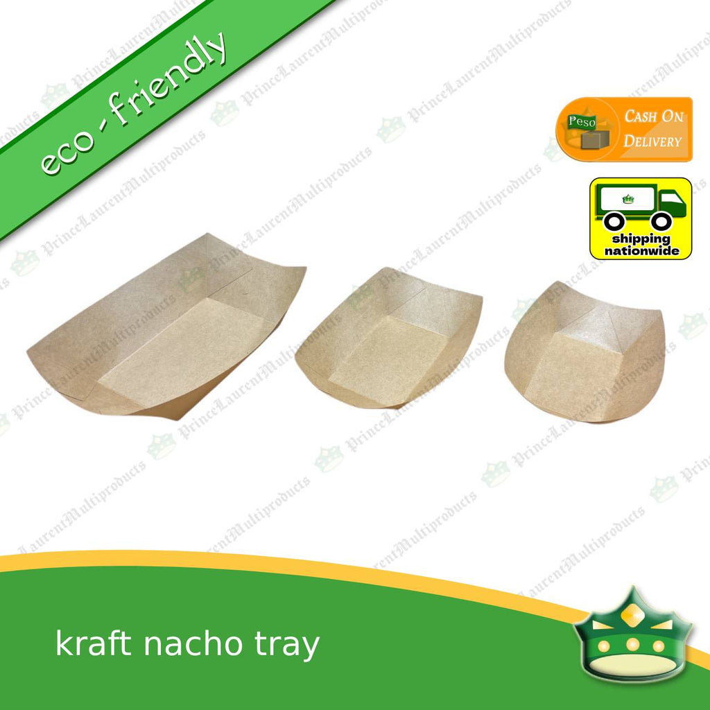 [50 pcs] paper boat or nacho trays to serve as food holder for nachos, fries, dimsum, meriendas, breads, takoyaki, fishball, squidball