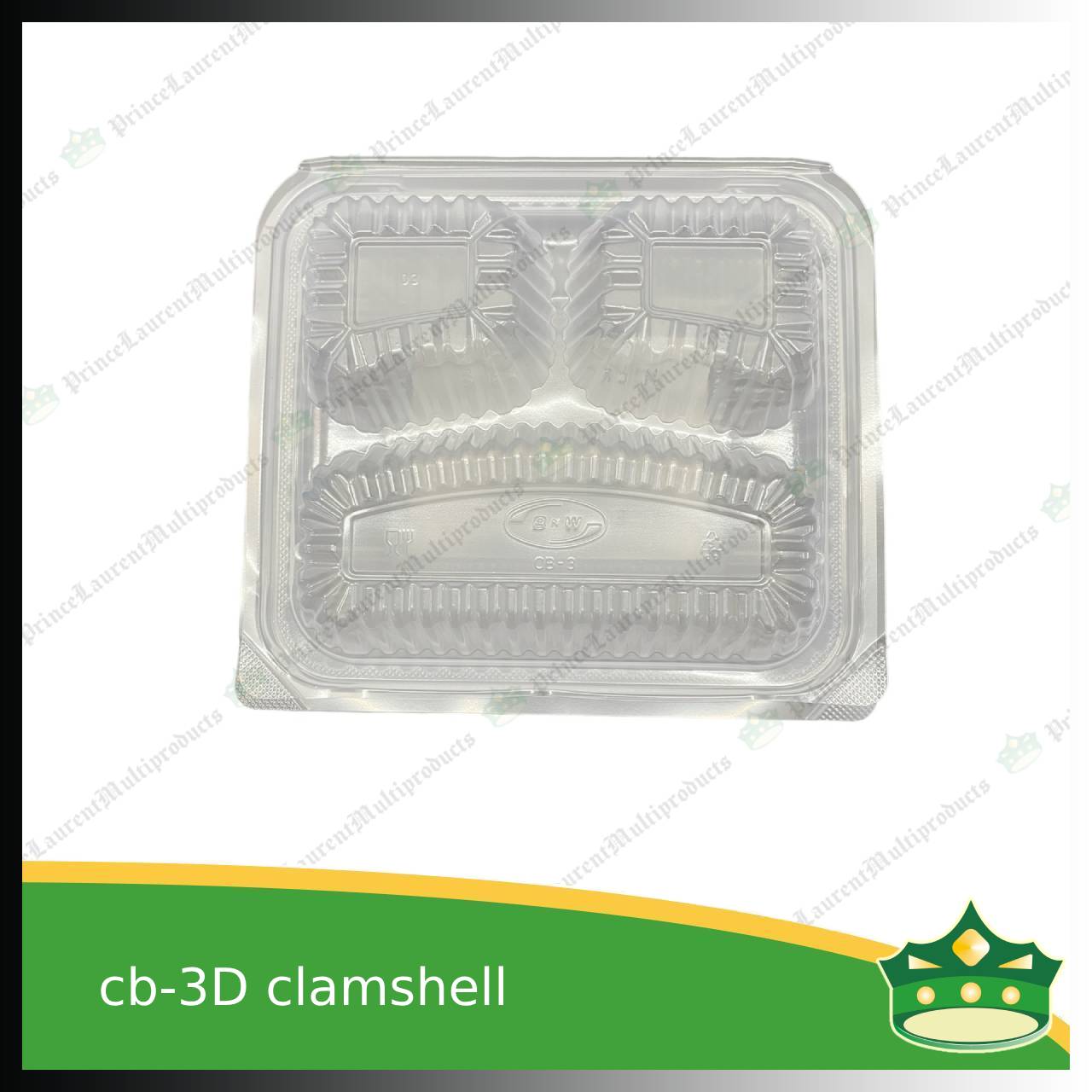[50 pcs] 3 division plastic pp microwavable clamshell for food catering service, food box with partition