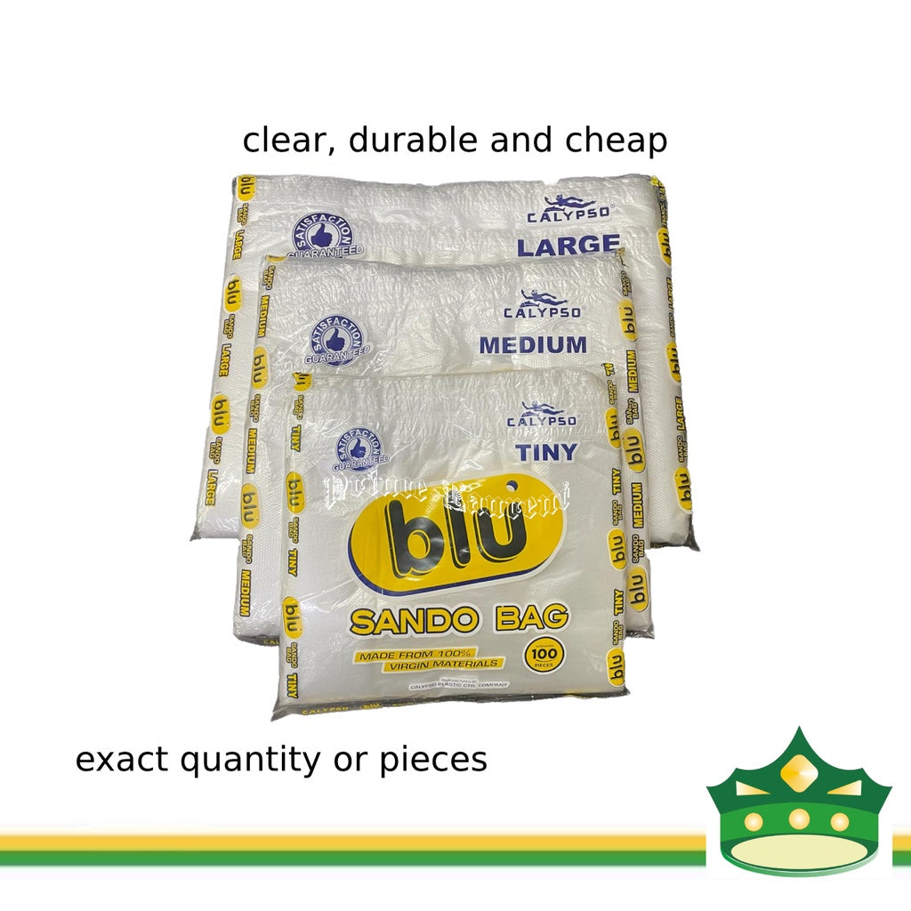 [100 pcs] sando bag clear tiny medium large (Blu brand)