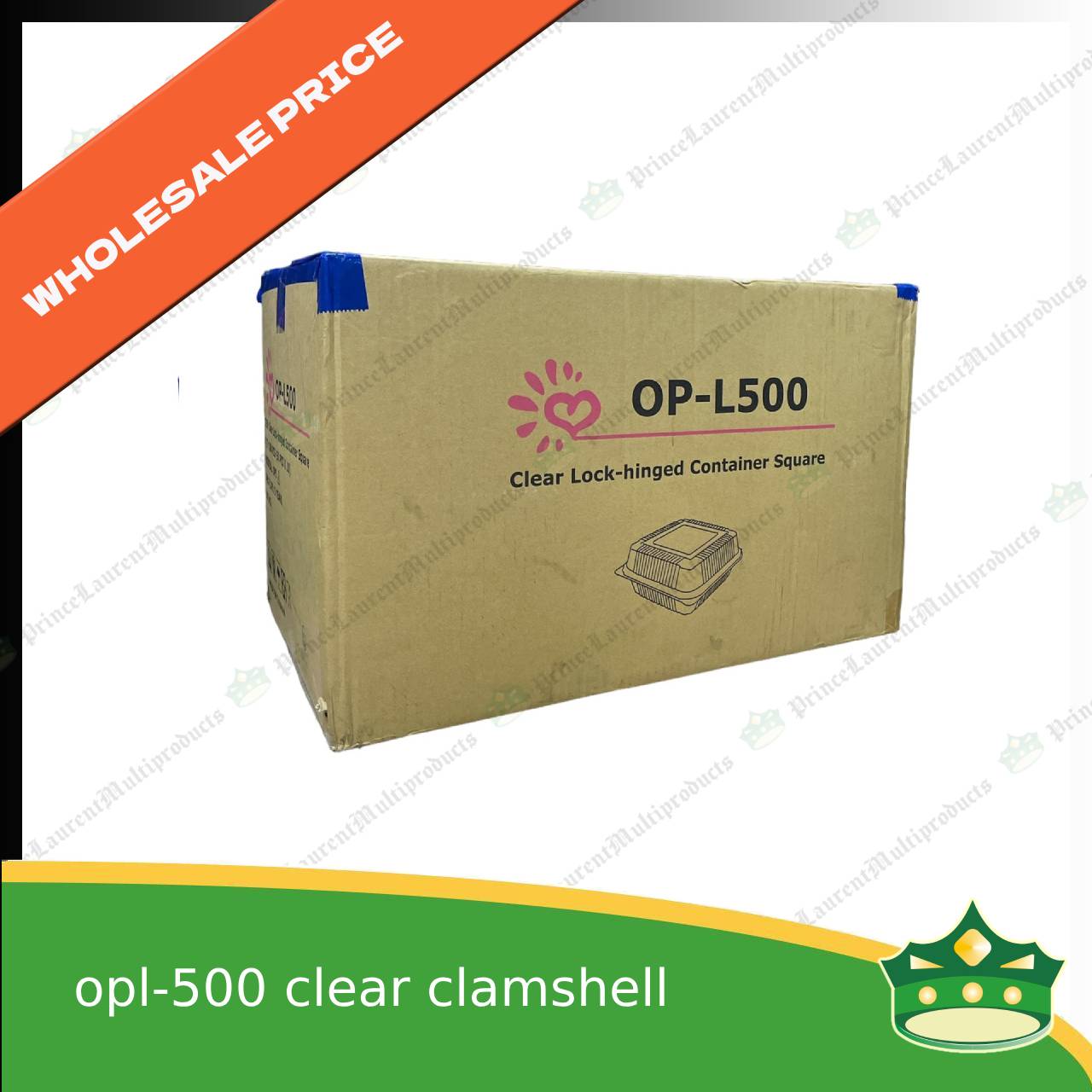 [1 case] clear clamshell OPL500 OPS clearview food containers for any food products, muffins, cakes, chiffon, cupcakes, salad, fruit, baked goods