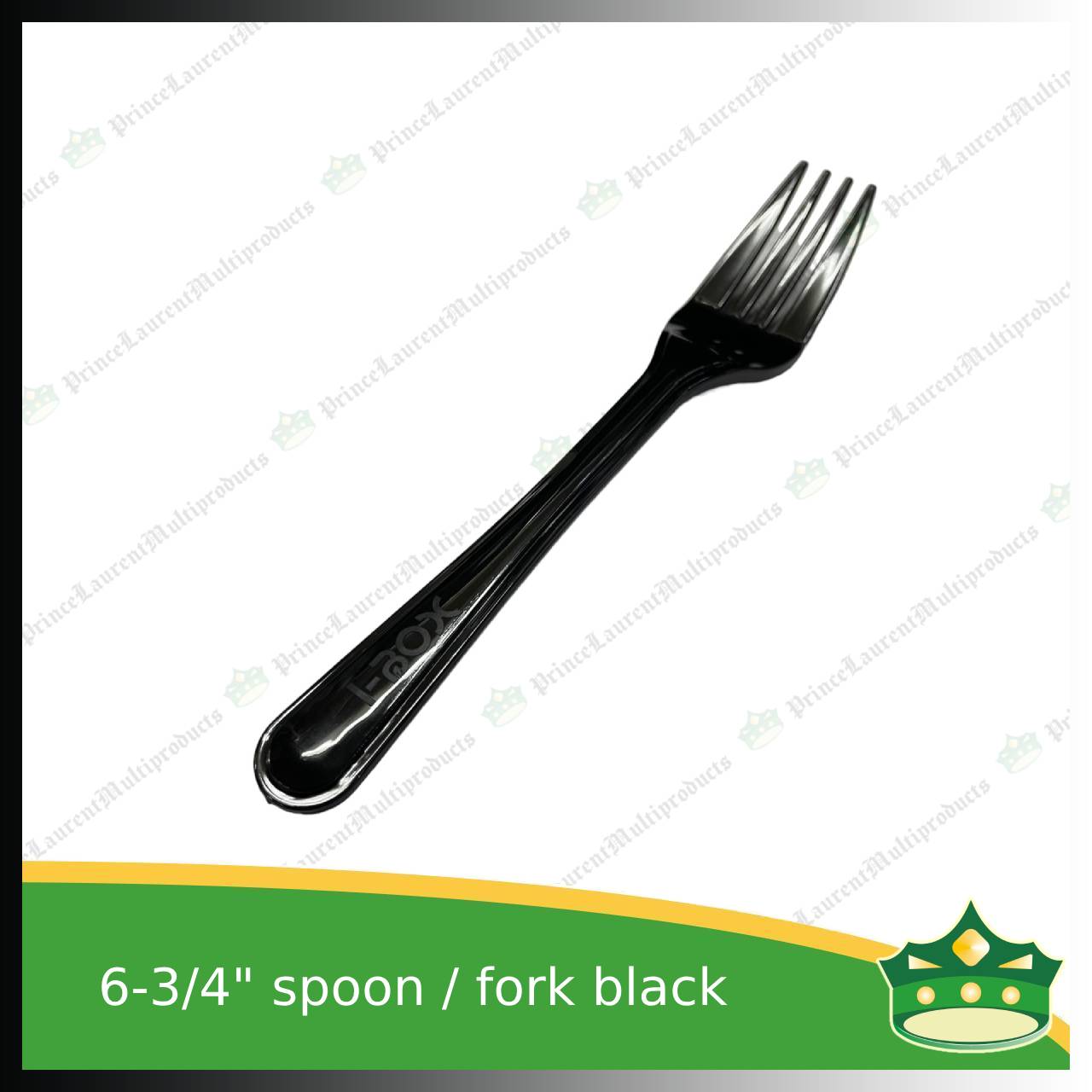 [25 pcs] iBox premium plastic hard spoon or fork black 6.75 inches length disposable cutleries for parties events and celebration