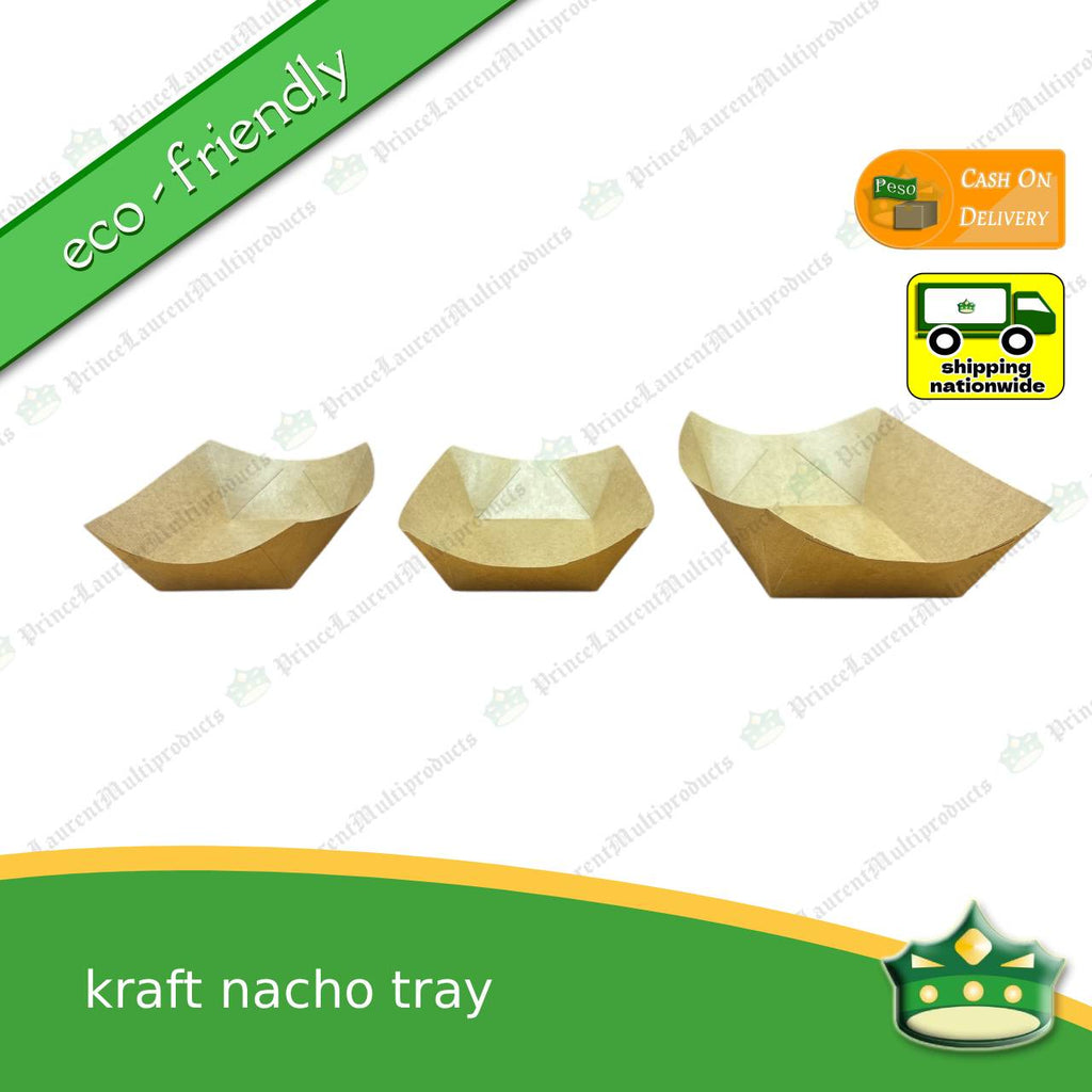 [50 pcs] paper boat or nacho trays to serve as food holder for nachos, fries, dimsum, meriendas, breads, takoyaki, fishball, squidball