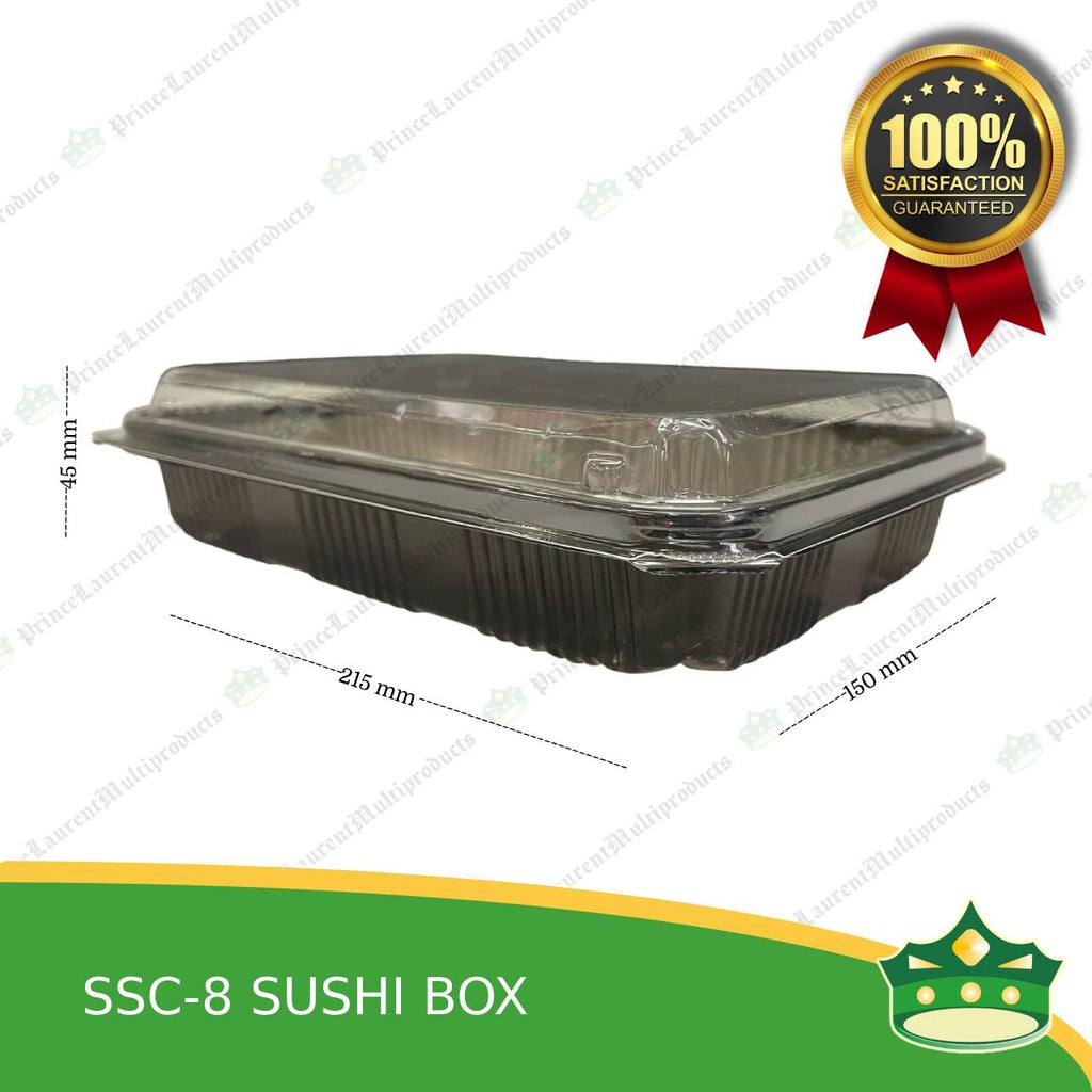 [50 pcs] sushi box clamshell half clear half black ssc-8