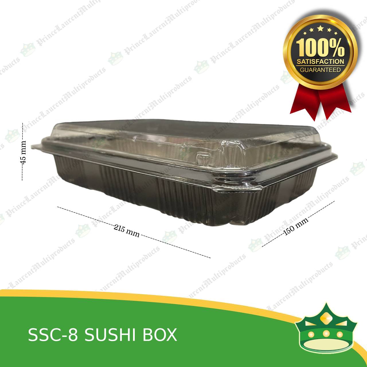 [50 pcs] sushi box clamshell half clear half black ssc-8