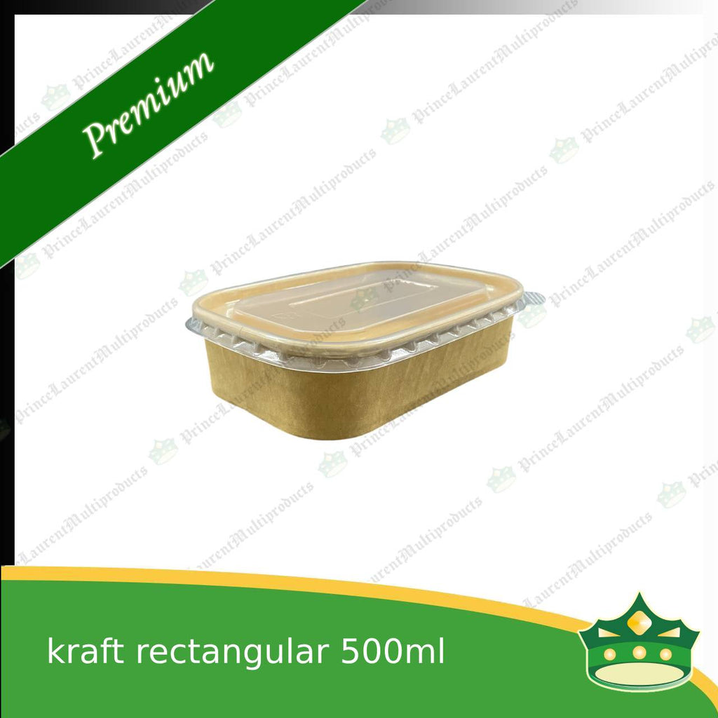 [50 pcs] kraft rectangular box with lid 500cc laminated for rice meal, other food products