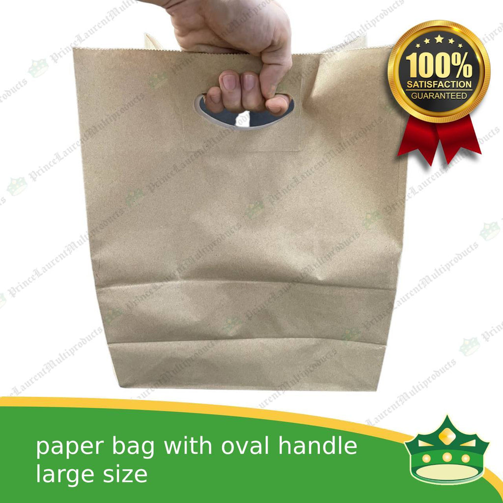 [50 pcs] kraft paper bag with oval handle large (275x142x336mm)
