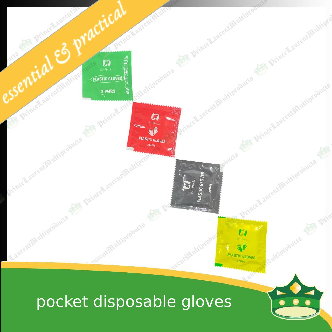 [250 sets] plastic disposable gloves transparent 2 pieces individually packed in satchet