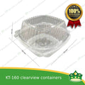 [125 pcs] clear clamshell KT-160 OPS clearview food containers for any food products, muffins, cakes, chiffon, cupcakes, salad, fruit, baked goods