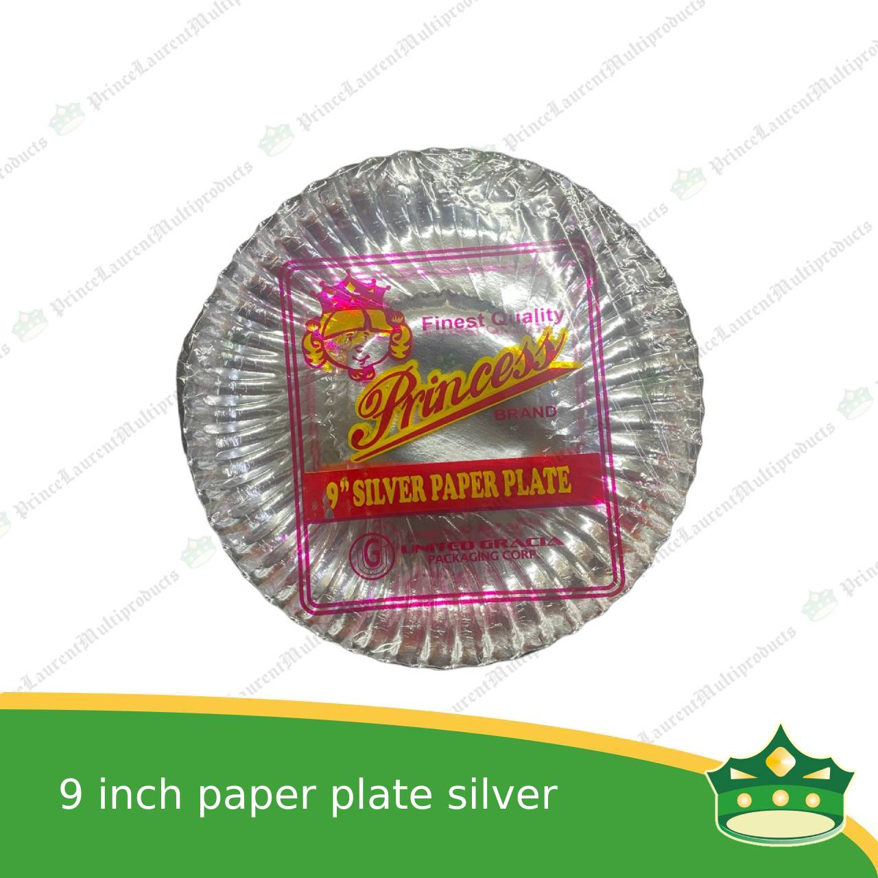 [25 pcs] 9 inch paper plate silver coated use as disposable serving dish for all occasions