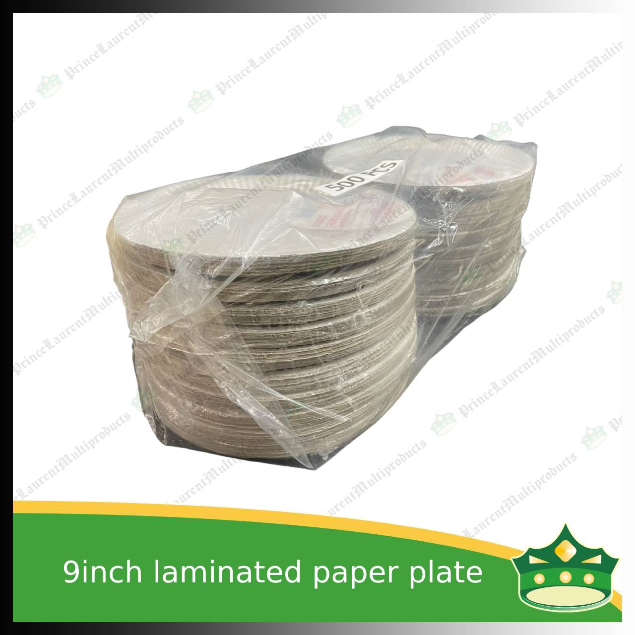 [500 pcs] 9 inch paper plate white LAMINATED use as disposable serving dish for all occasions