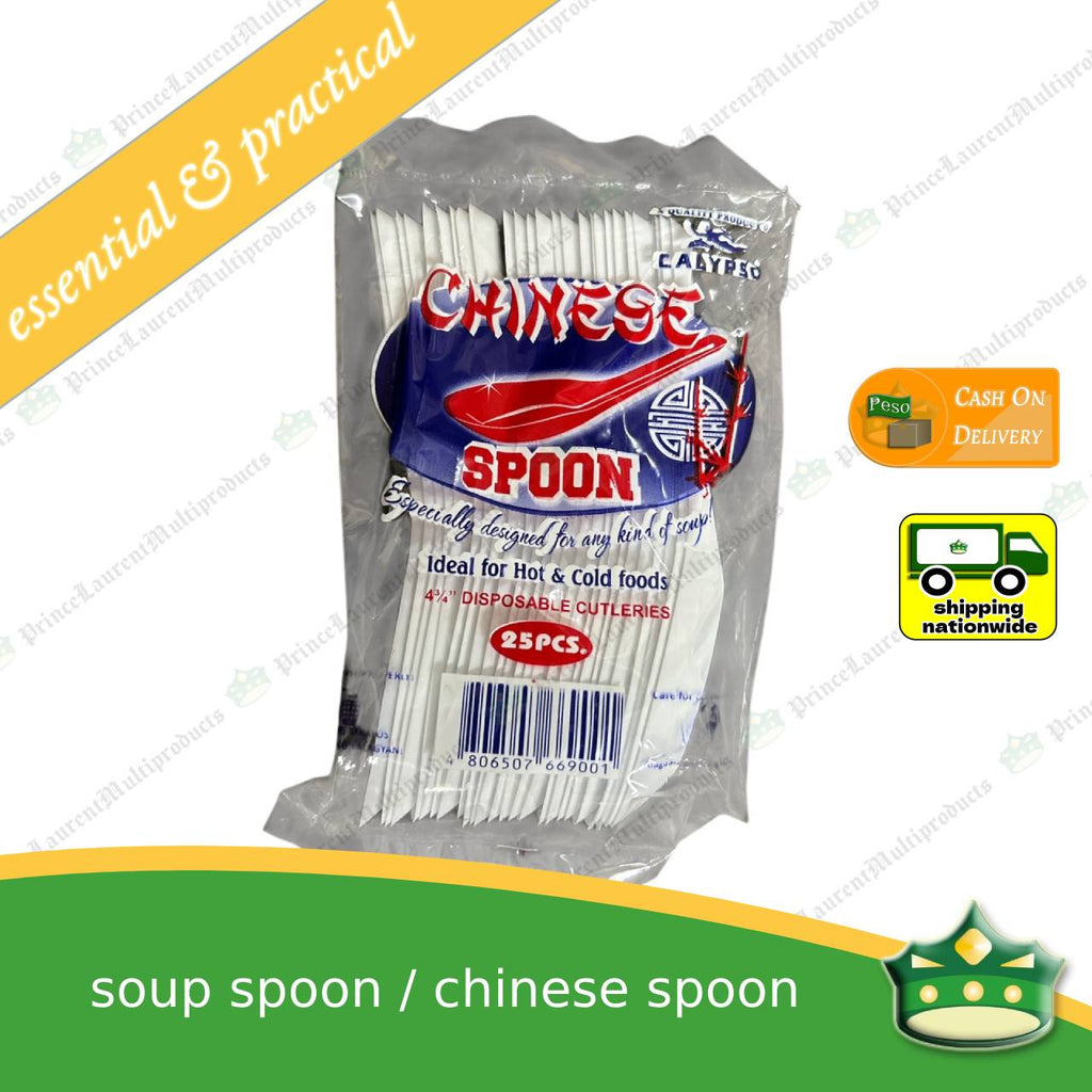 [25 pcs] plastic soup spoon white or disposable Chinese spoon for soups, desserts
