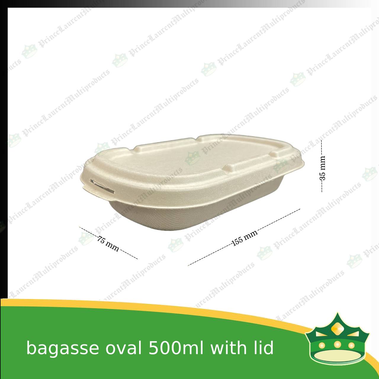 [50 pcs] bagasse oval 500ml container with lid for compostable biodegradable take away boxes