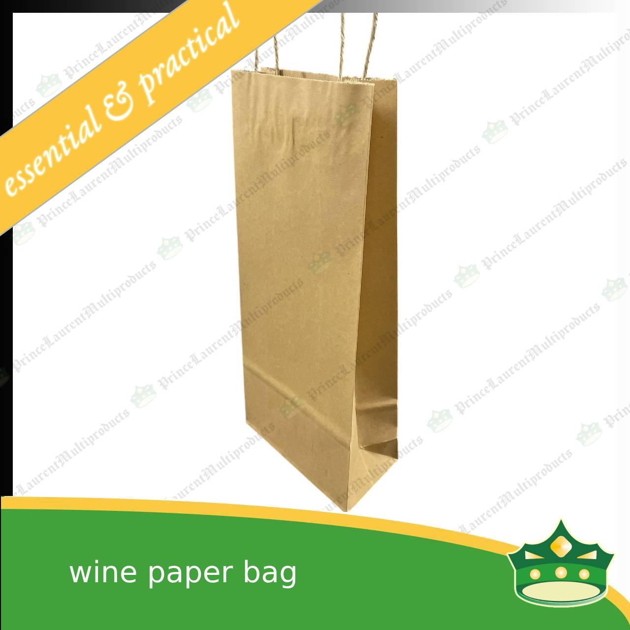 [50 pcs] wine paper bag with handle (80x150x380mm)