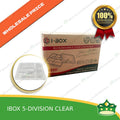 [150 pcs] iBox brand 5 division microwavable bento boxes clear body clear cover for food packs & catering events parties meetings & many more