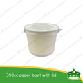 [50 pcs] paper bowl 390cc white laminated for stir fry noodles, soup, hongkong fried noodles, rice toppings, food take out with or without lid