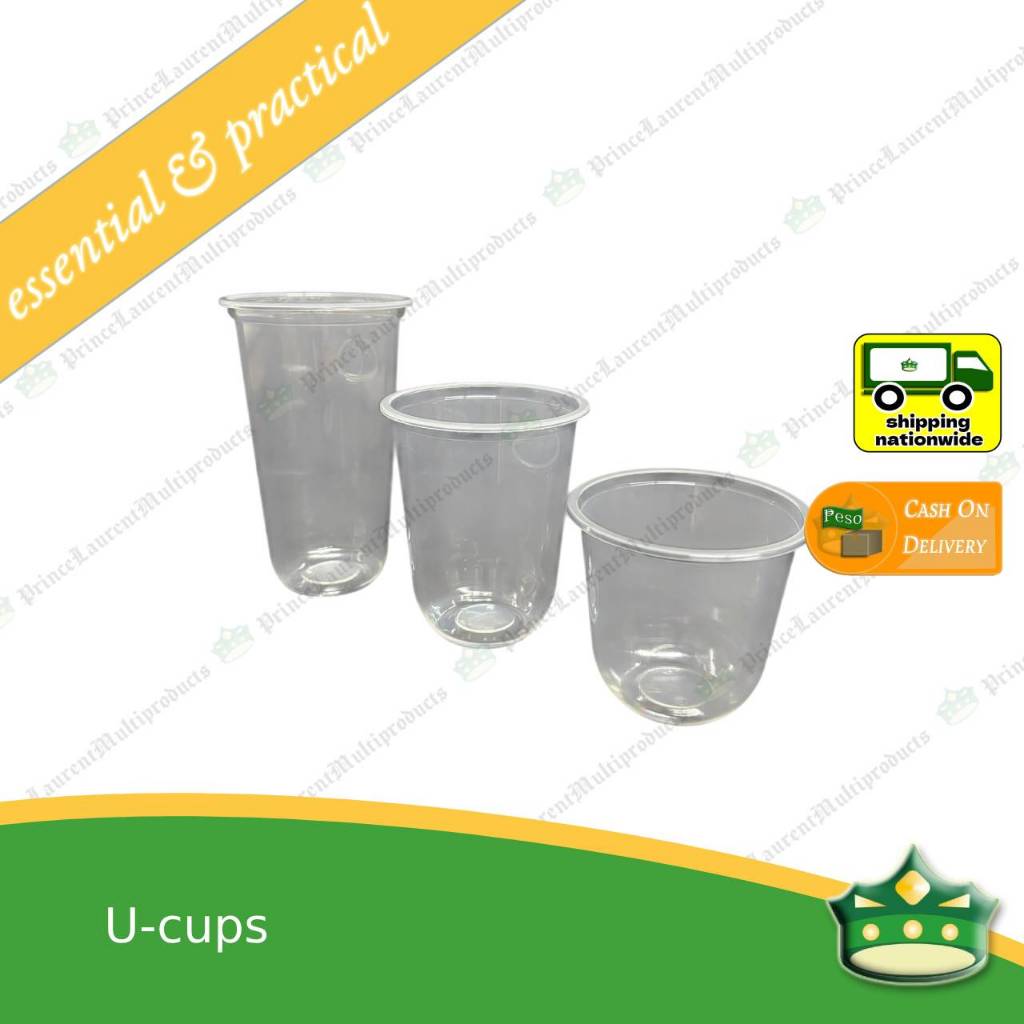 [100 pcs] U cup, milktea cup, juice cup, film sealable lip, 95mm diameter all size