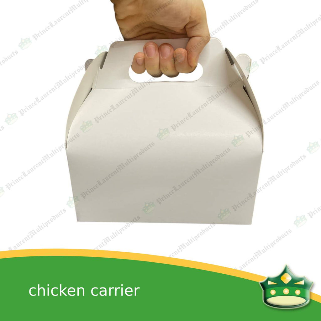 [50 pcs] chicken carrier white carton box with handle for whole chicken