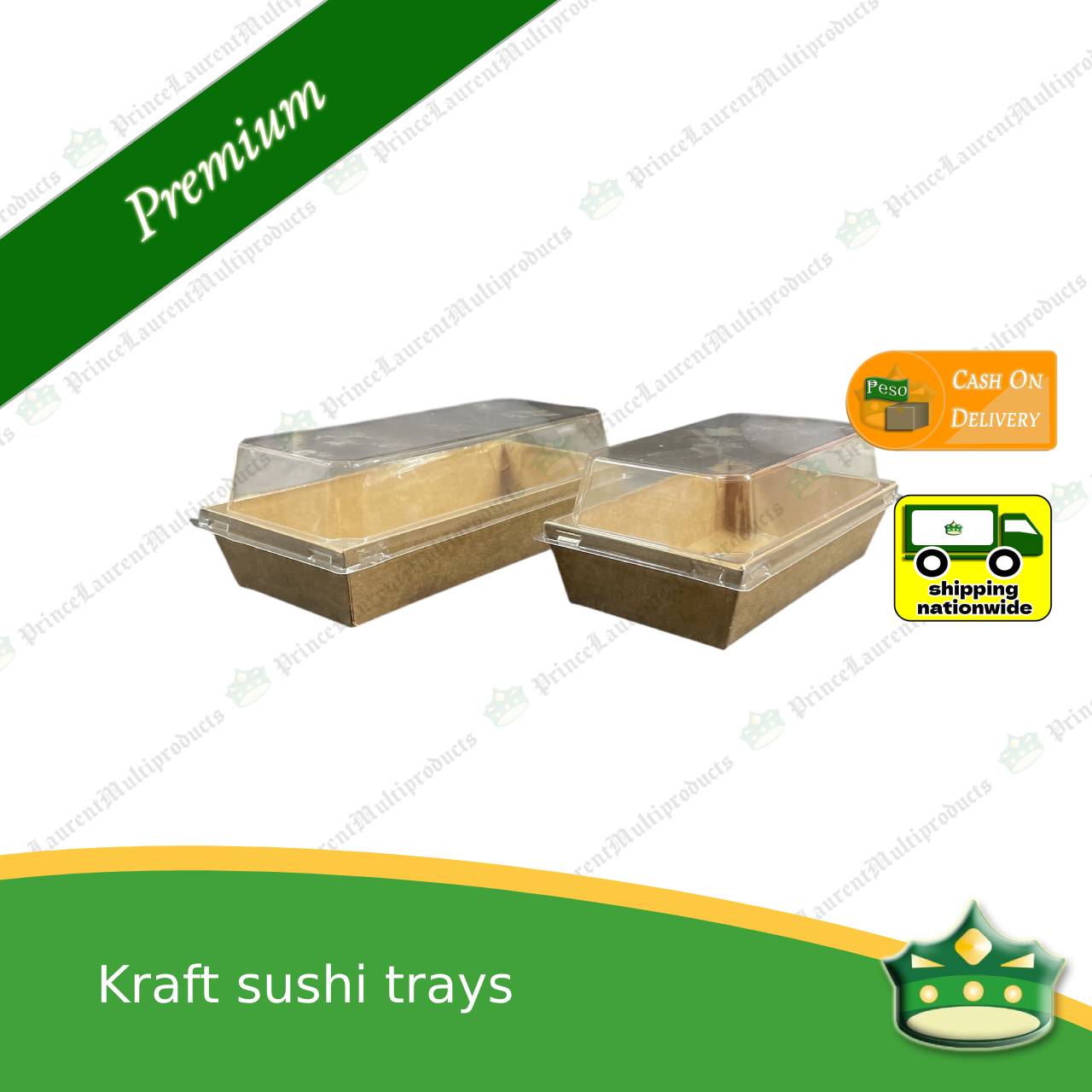 [50 pcs] kraft sushi trays with clear viewable lid