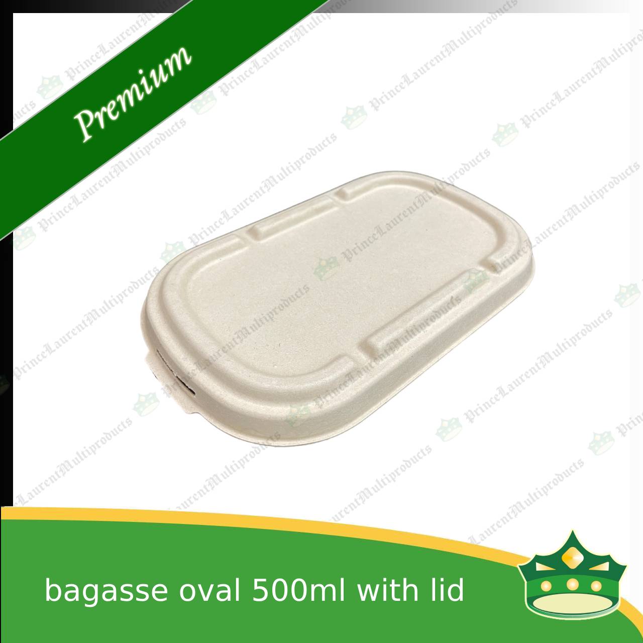 [50 pcs] bagasse oval 500ml container with lid for compostable biodegradable take away boxes