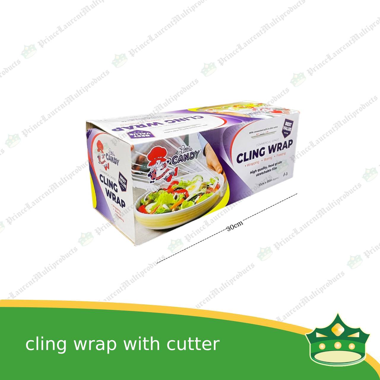 cling wrap polyvinyl food plastic wrap 30cm x 300m with cutter / slider for convenient food wrapping