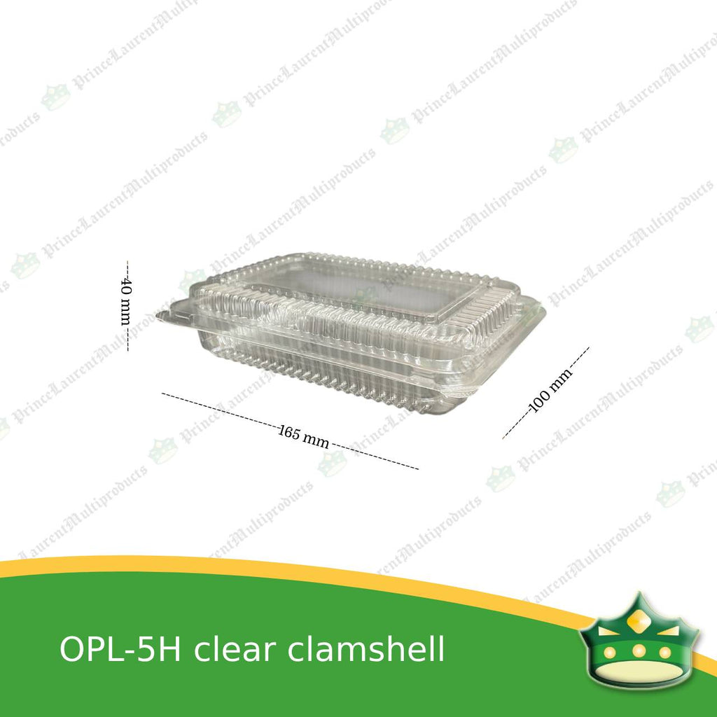 [50 pcs] clear clamshell OPL-5H C301 OPS clearview food containers for any food products, leche flans, tarts, macaroons, salad, fruits, baked goods