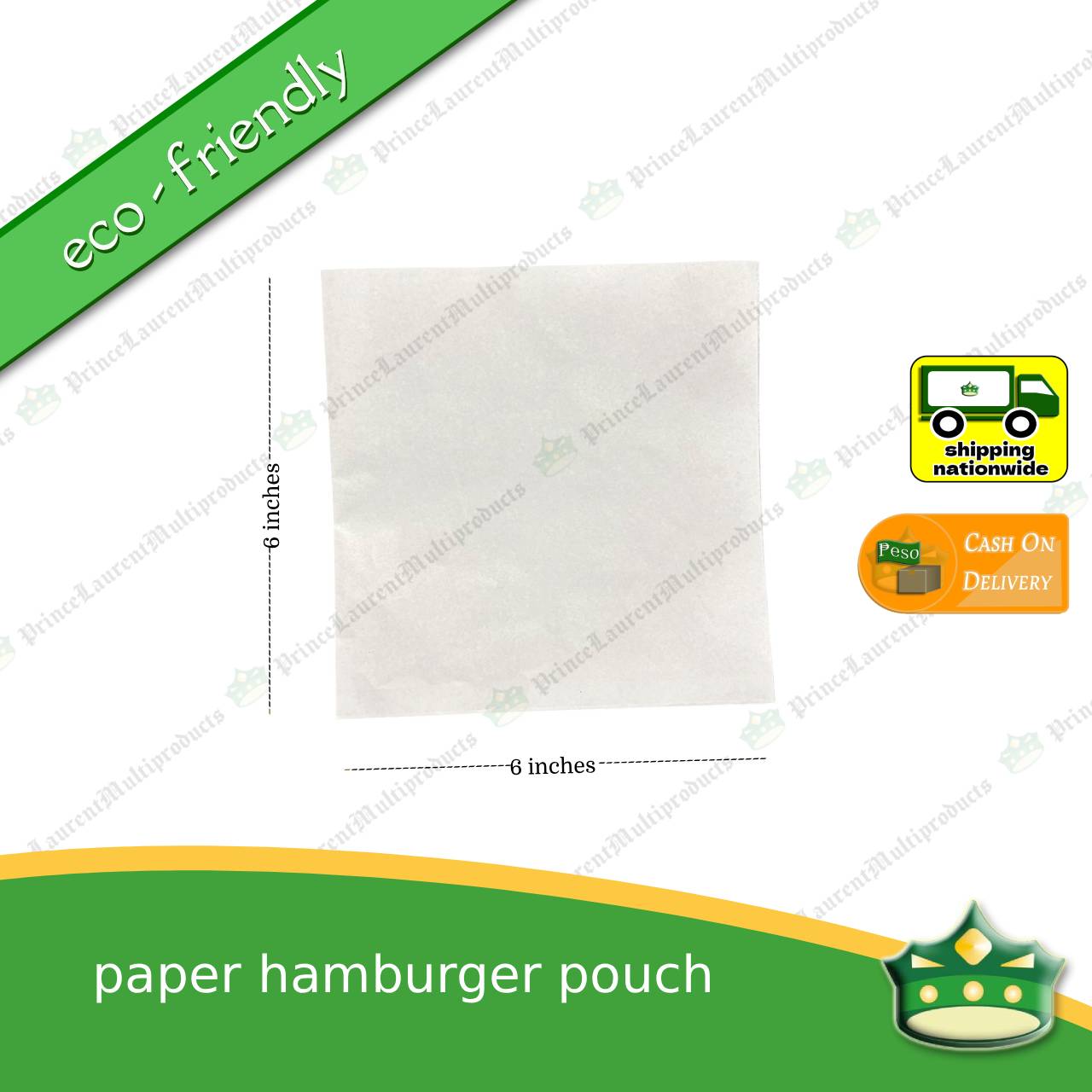 [1000 pcs] paper hamburger pouch L-line shaped sealed for food service or as takeout packaging eco-friendly fit for holding burgers in a scene of food service or takeout