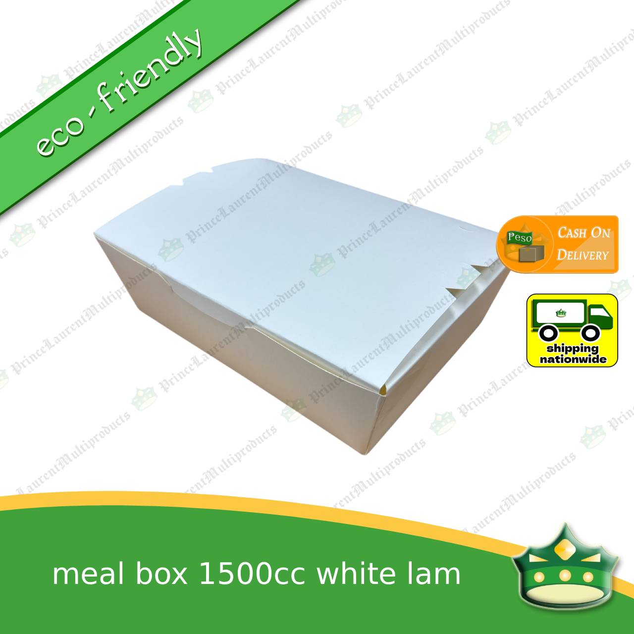 [25 pcs] BIG meal box 1500cc white laminated leak proof for big meals or party boxes, take-out, packed meal, ulam viands, rice toppings, noodles, pansit, merienda